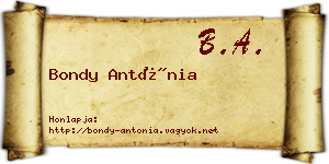 Bondy Antónia névjegykártya
